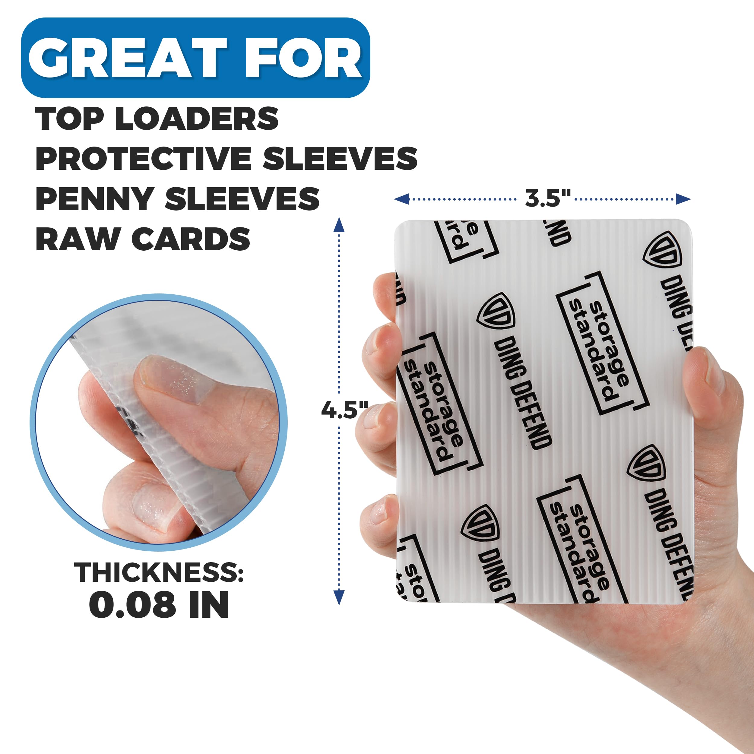 Top-loader compatible design keeps raw and penny sleeve cards securely in place.