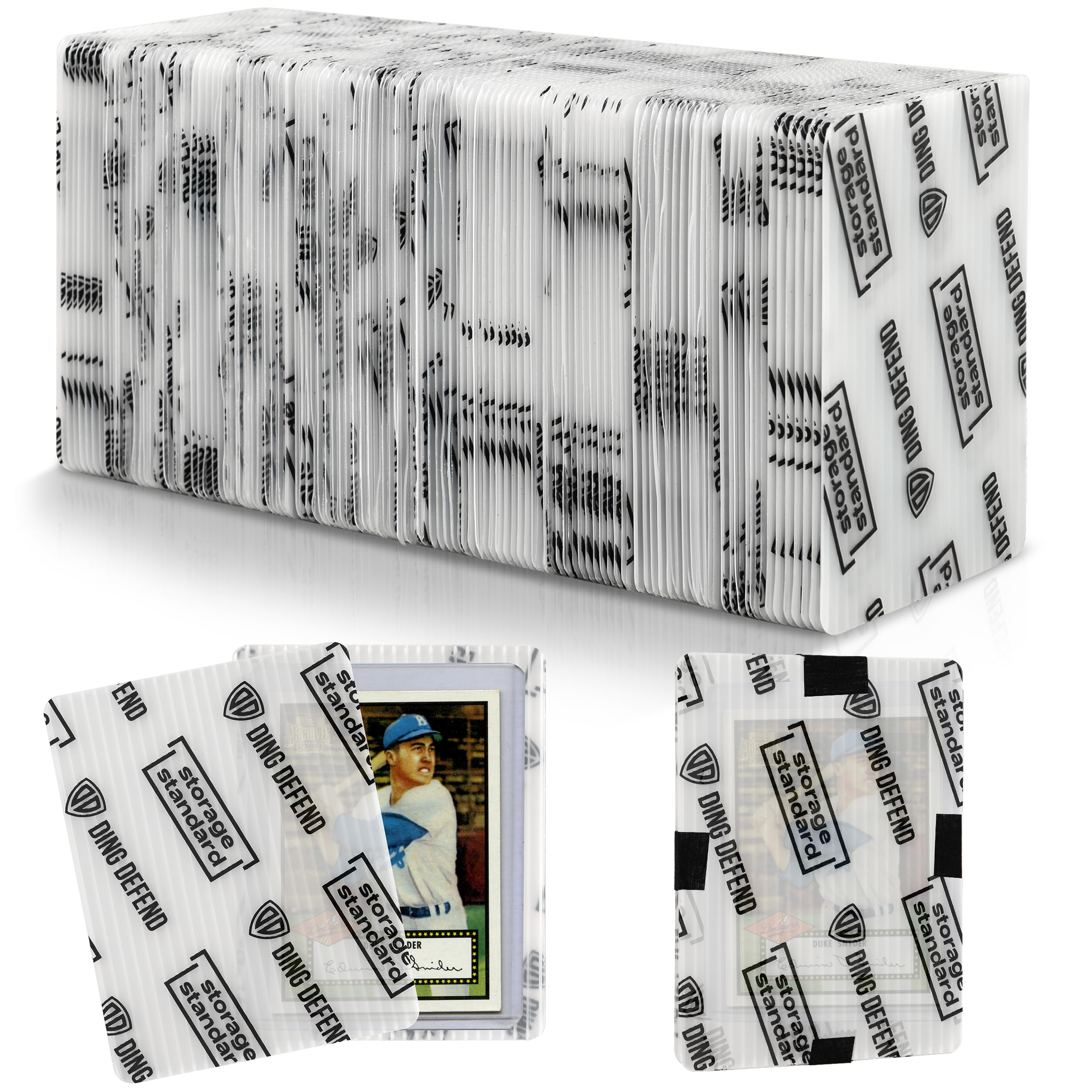 Storage Standard trading card protectors 110-pack with padded plastic shielding for safe shipping.