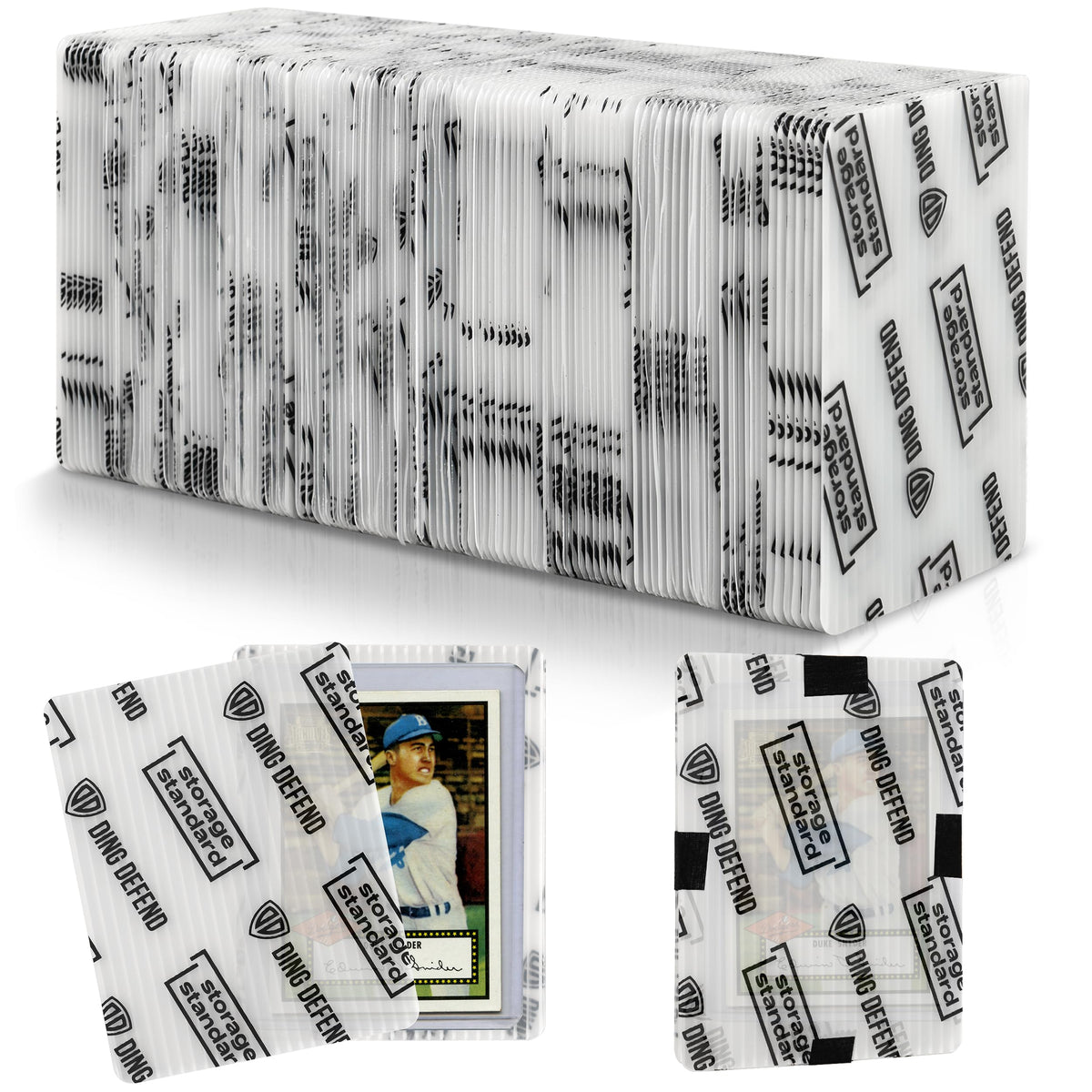 Storage Standard trading card protectors 110-pack with padded plastic shielding for safe shipping.
