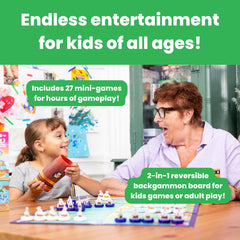 Gift-ready Story Time Chess backgammon set supports educational family fun