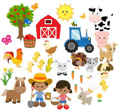 Story Time Felts 37-piece farm animals figures on felt board promote imaginative storytelling