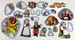 Story Time Felts mitten-figures on a flannel board for engaging storytelling.