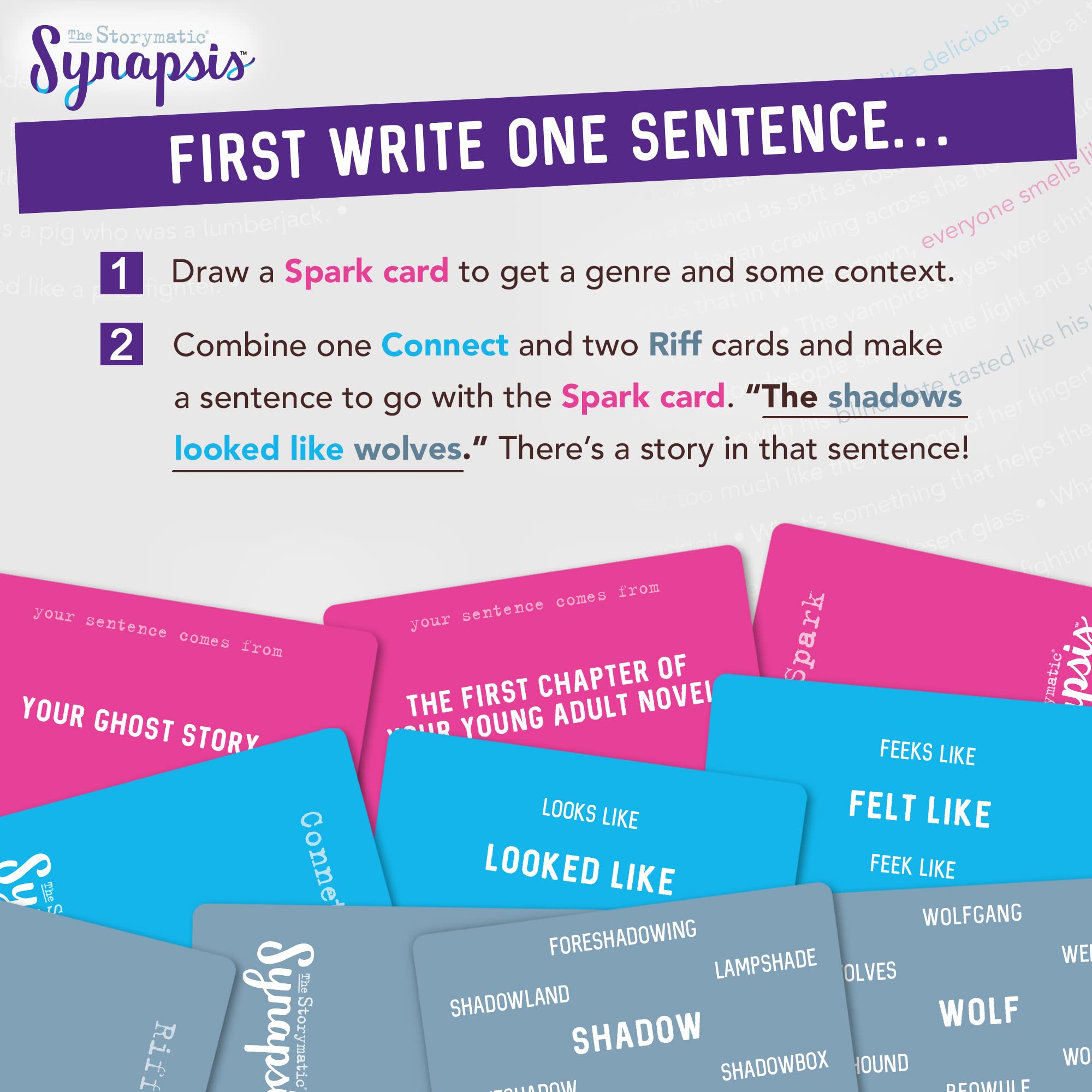 Storymatic Synapsis card-back illustration hints at creative question prompts