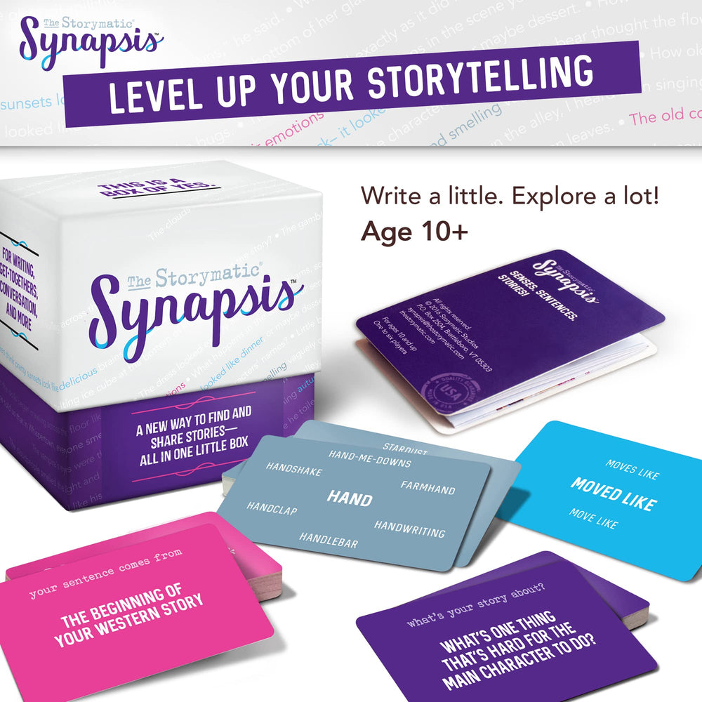 Storymatic Synapsis card-front close-up showcases vivid prompts for writers