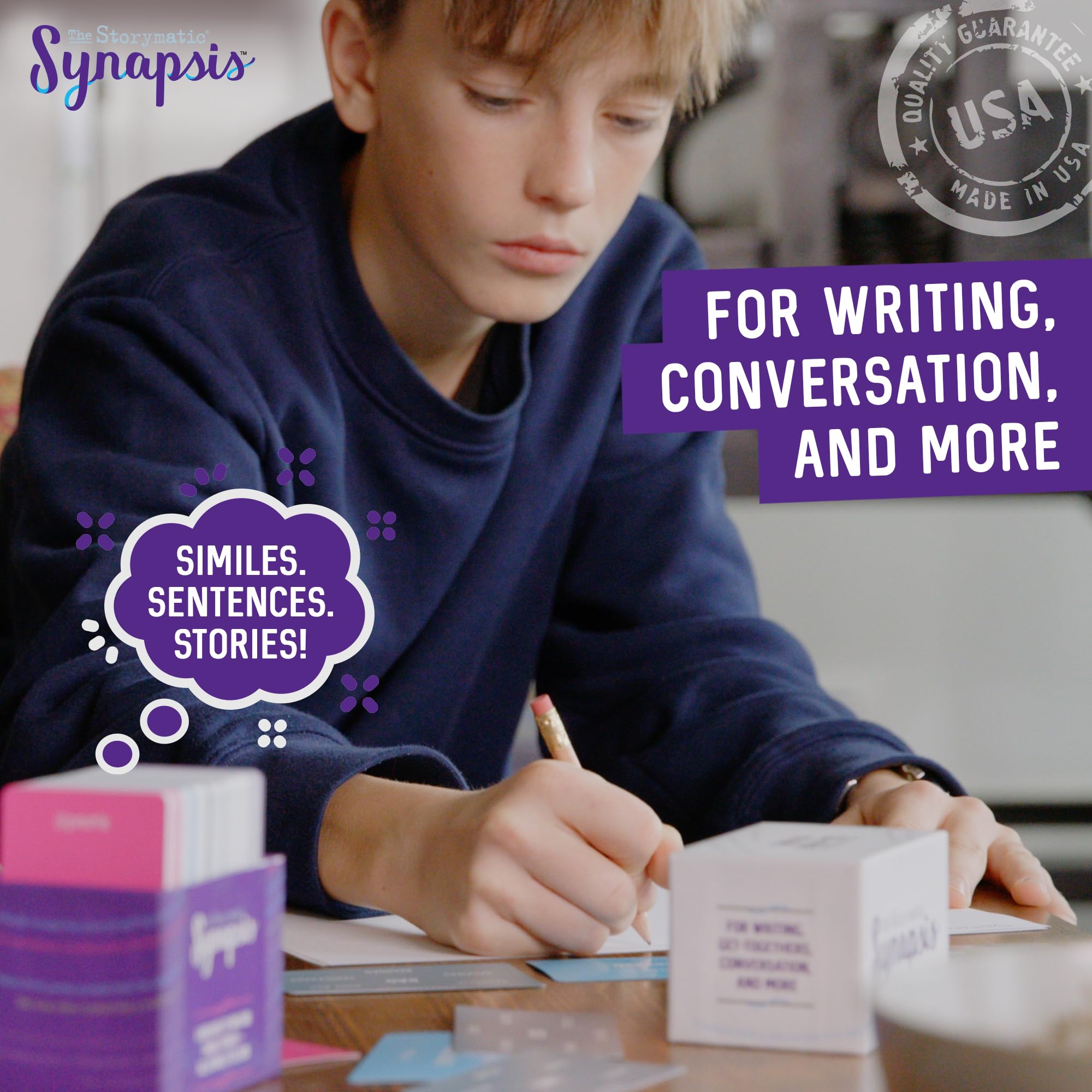 Storymatic Synapsis writing-in-progress moment shows idea sparks forming