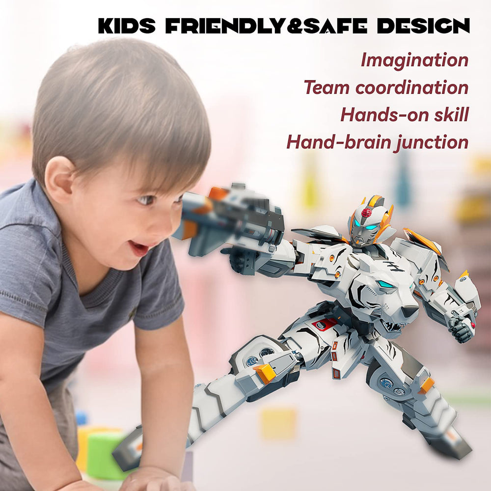 STOULKD packaging for the transforming robot toy white