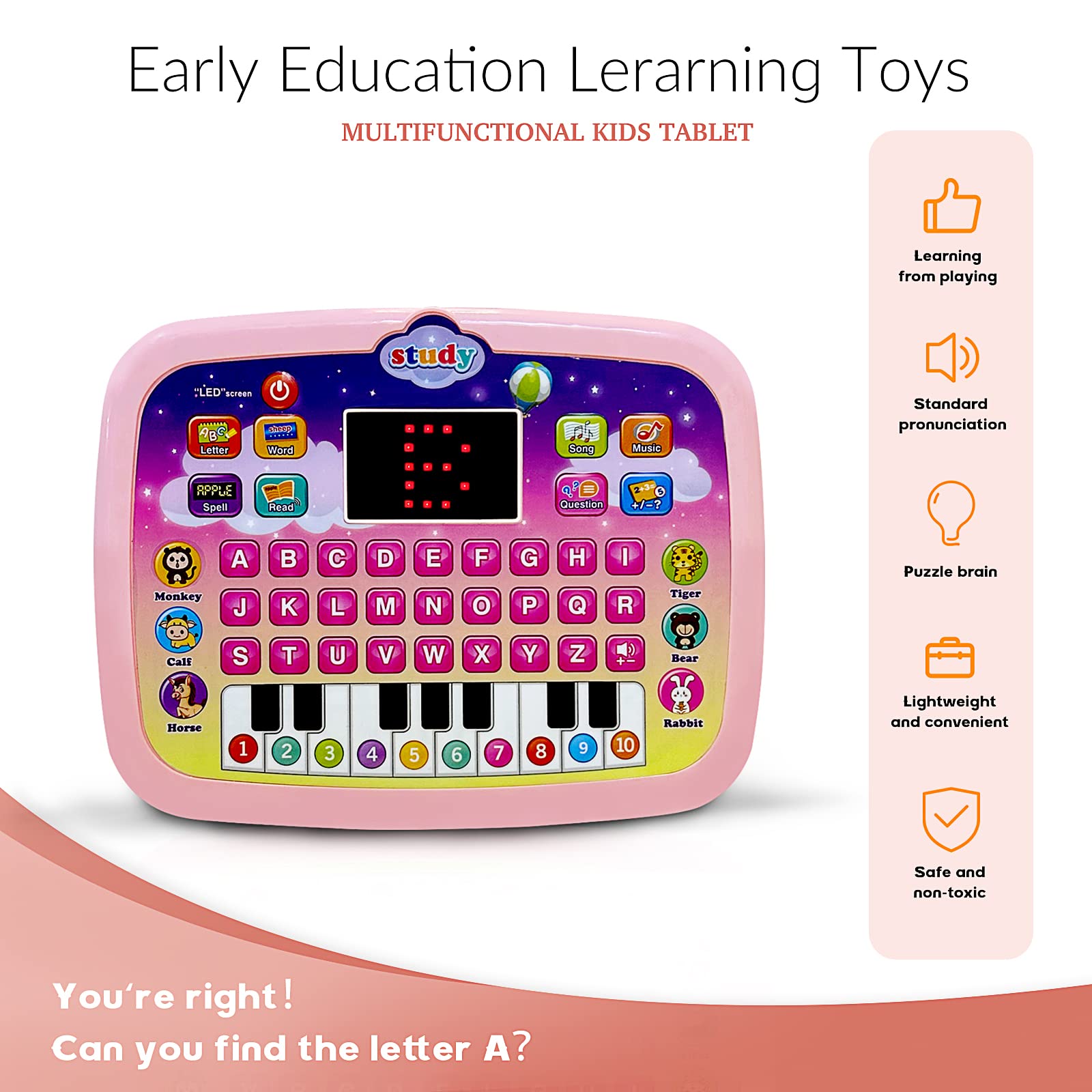 STOULKD Kid Tablet three-dimensional LED screen captivates attention during lessons.