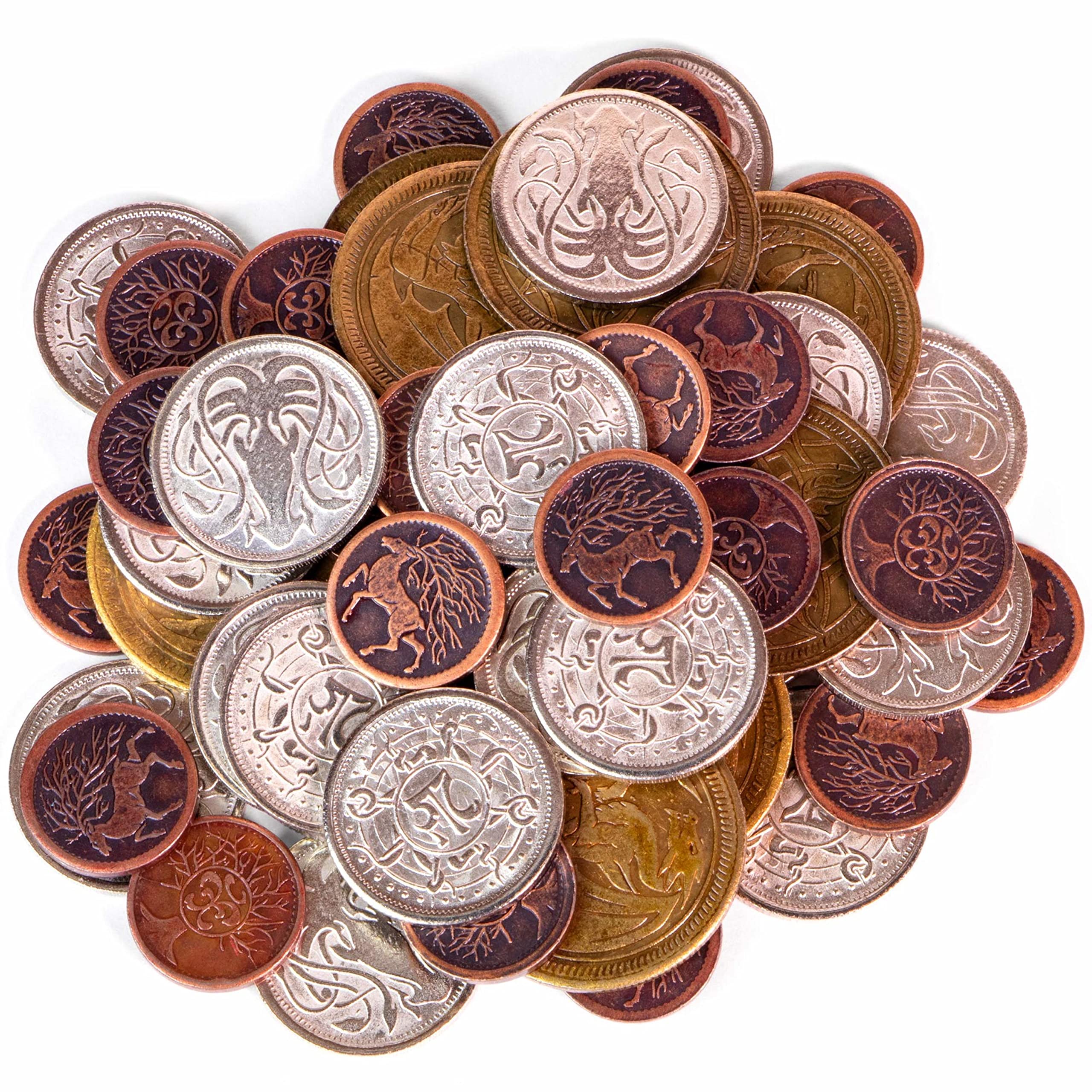 Stratagem Dragon's Hoard silver coins close-up adding RPG realism