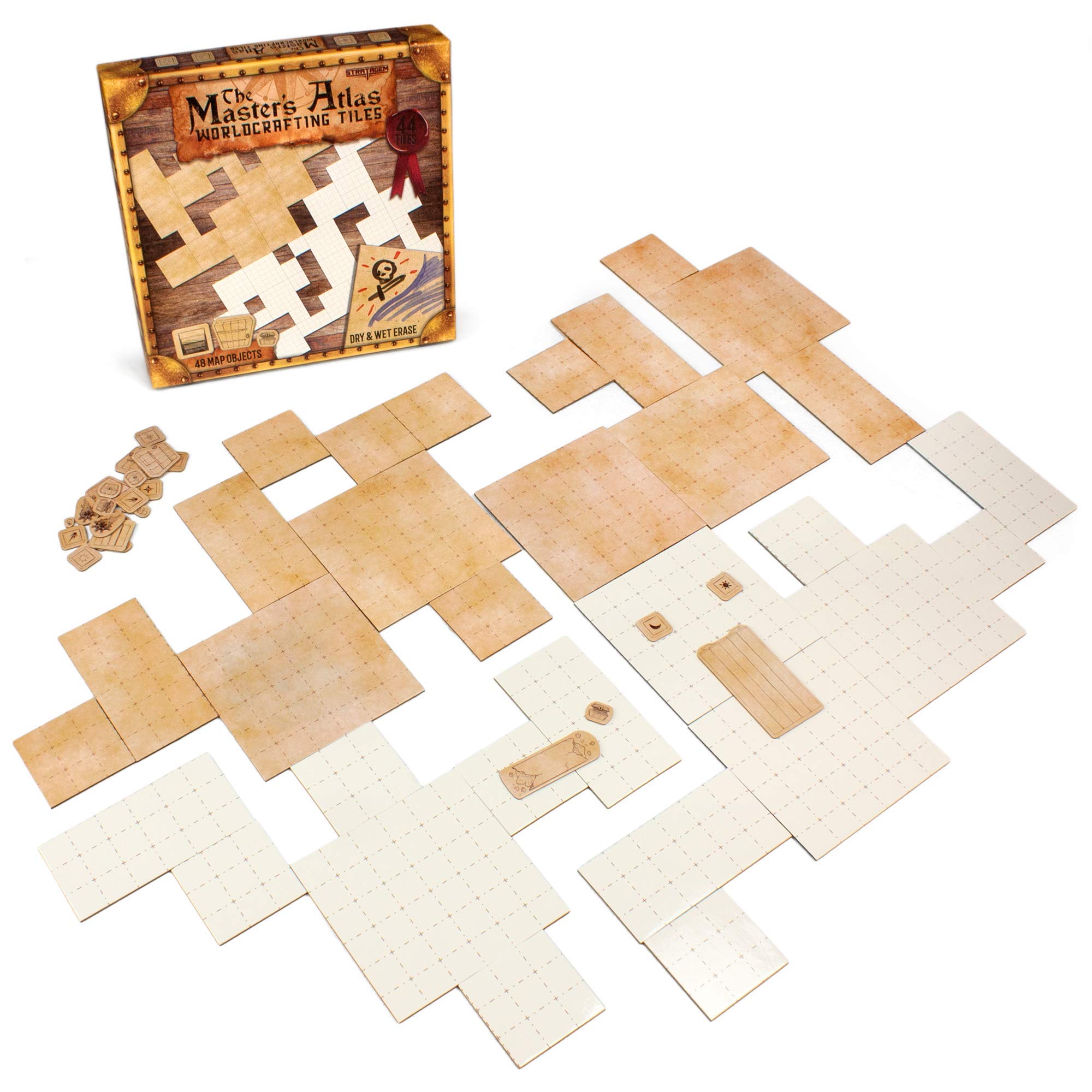 Stratagem Master Atlas grid tiles parchment side for immersive dungeon layouts