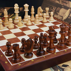 Strategyify walnut chess board folded in compact travel case for easy transport