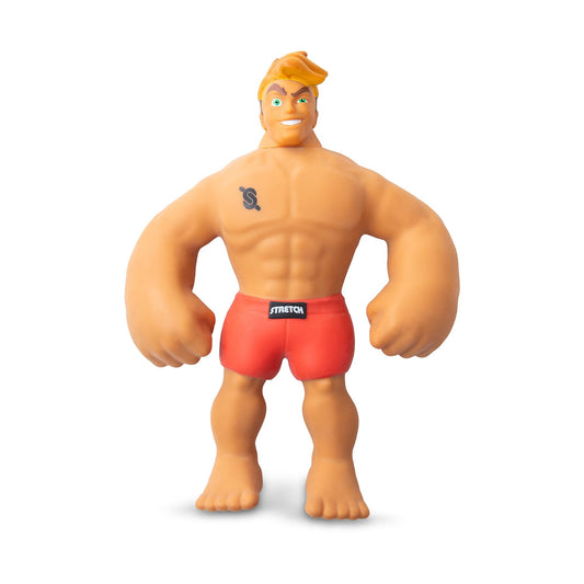 Stretch Armstrong demonstrates iconic stretch for satisfying fidget play.