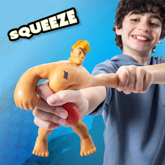 Stretch Armstrong stands seven inches tall for portable, epic pulls.
