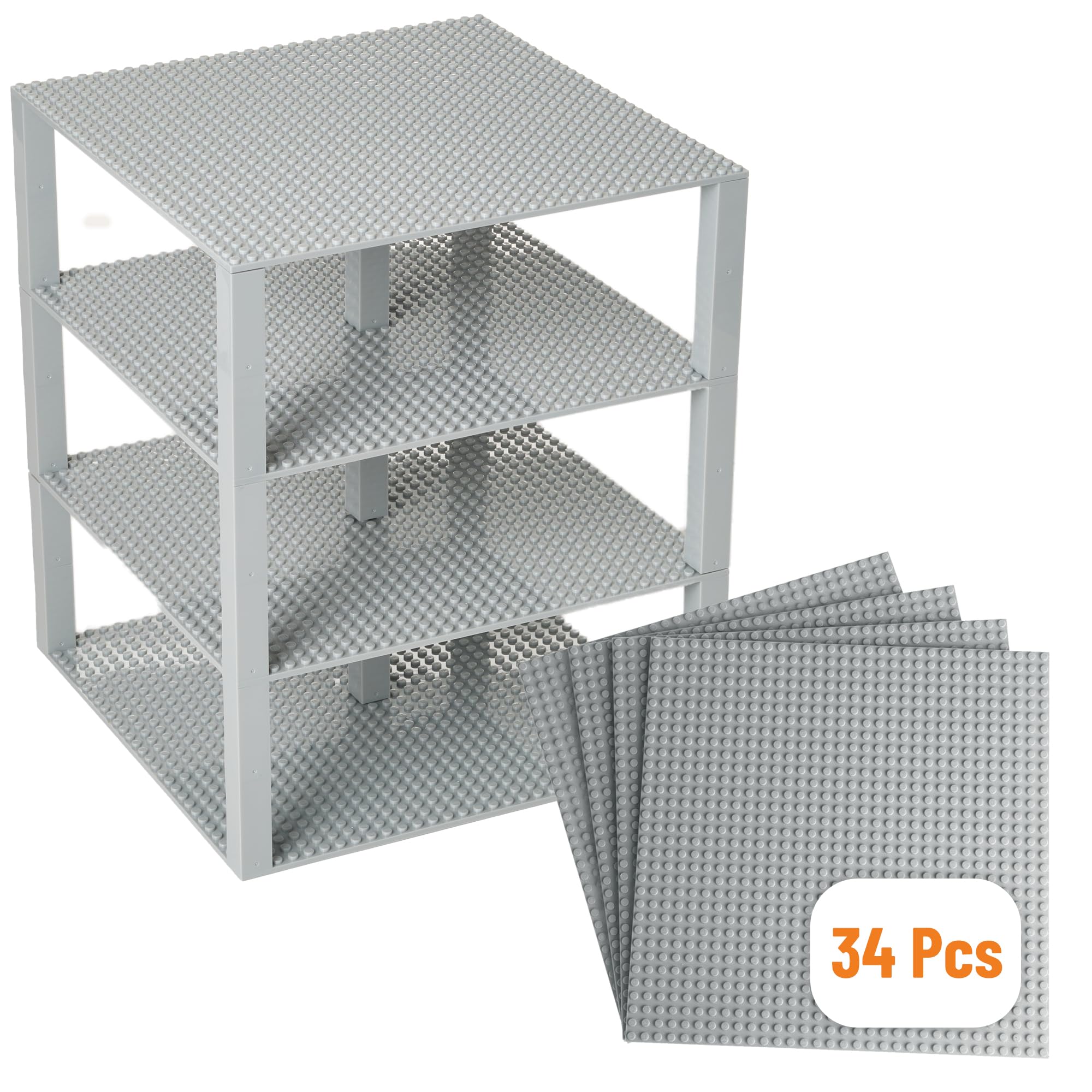 Strictly Briks baseplates 10x10 light grey four-pack provides sturdy building surfaces