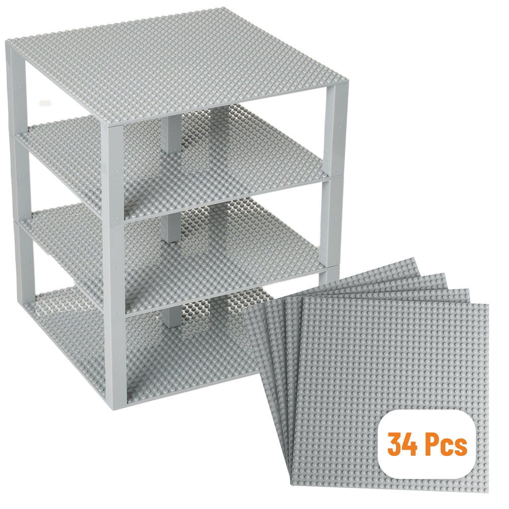 Strictly Briks baseplates 10x10 light grey four-pack provides sturdy building surfaces