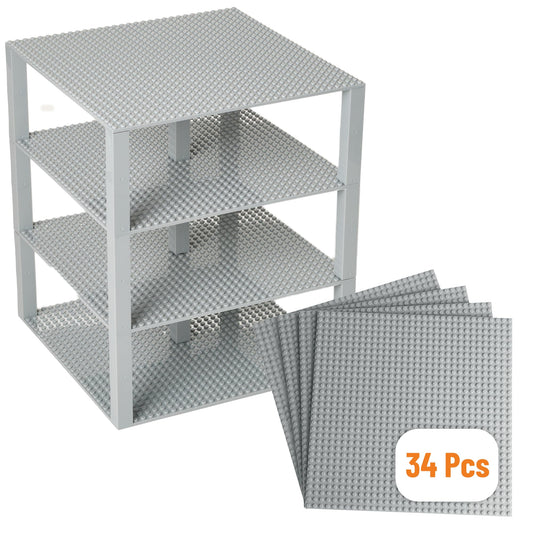 Strictly Briks baseplates 10x10 light grey four-pack provides sturdy building surfaces