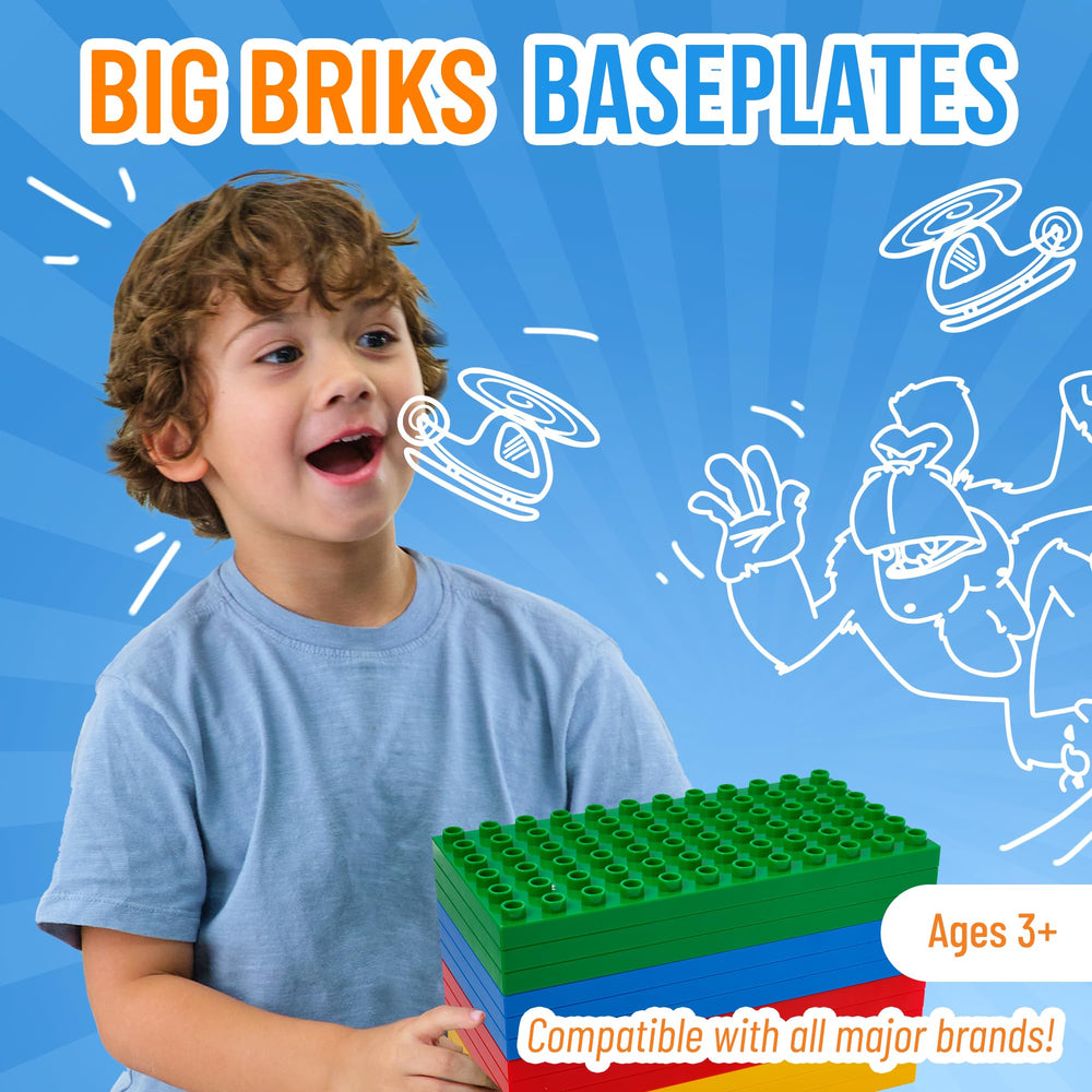Strictly Briks blue baseplate with bricks enabling sturdy builds.