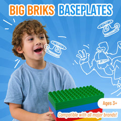 Strictly Briks blue baseplate with bricks enabling sturdy builds.