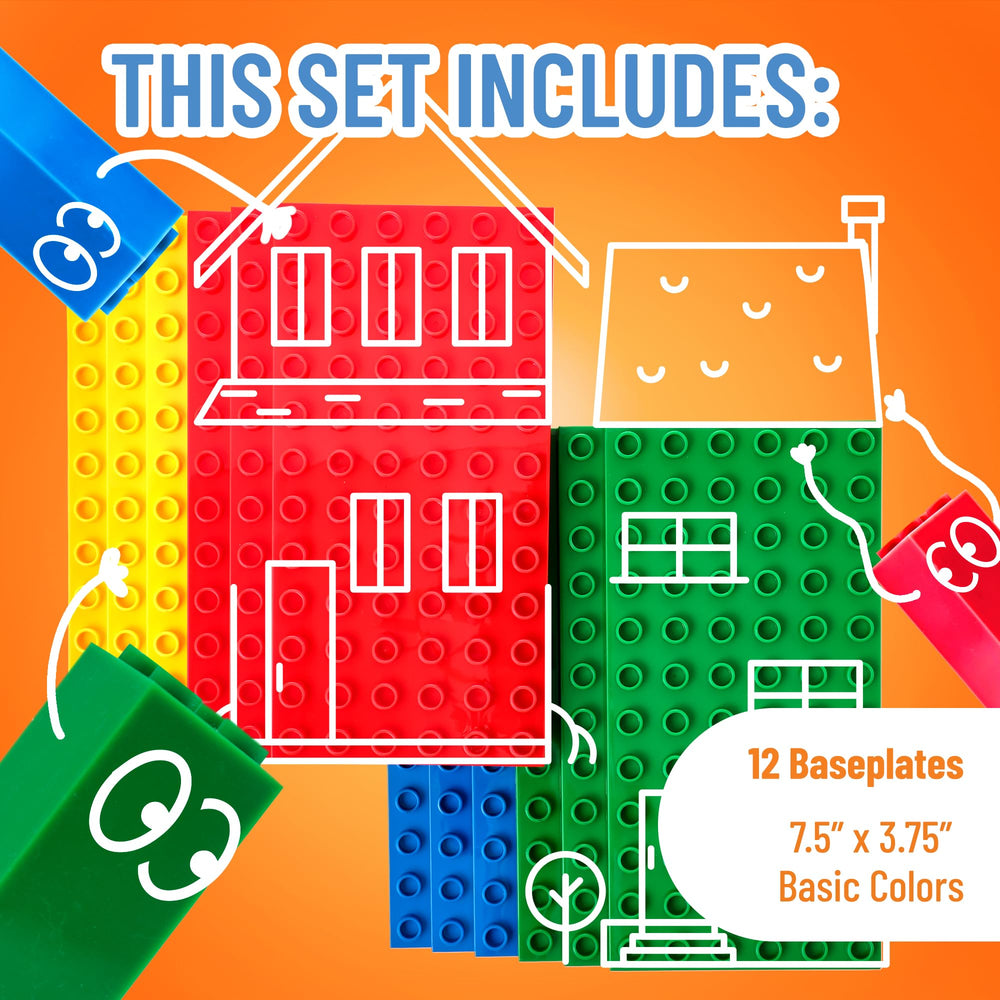 Strictly Briks green baseplate shows Duplo compatibility for expansion.