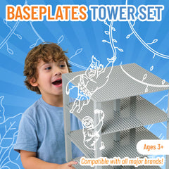 Strictly Briks baseplates with 30 stackers enable vertical display towers