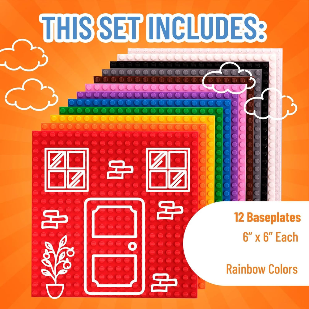 High-visibility rainbow baseplates from Strictly Briks for classroom visuals