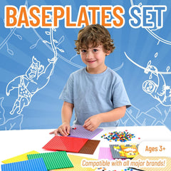 Kids Easter building with Strictly Briks rainbow baseplates