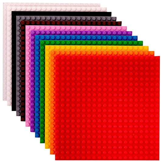 Strictly Briks stackable baseplates in 6x6 inch size enabling creative play sessions