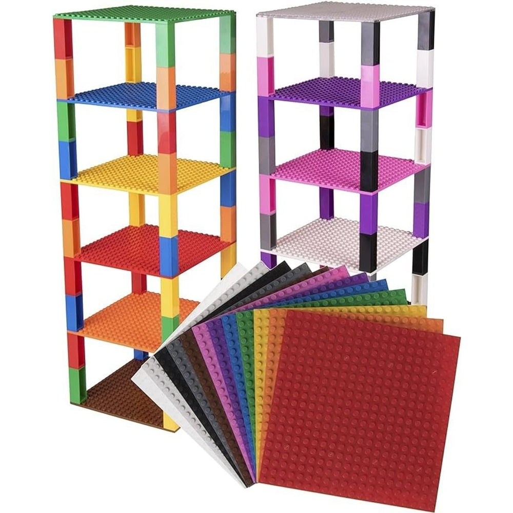 Strictly Briks rainbow plates inspire colorful cityscapes and playrooms.