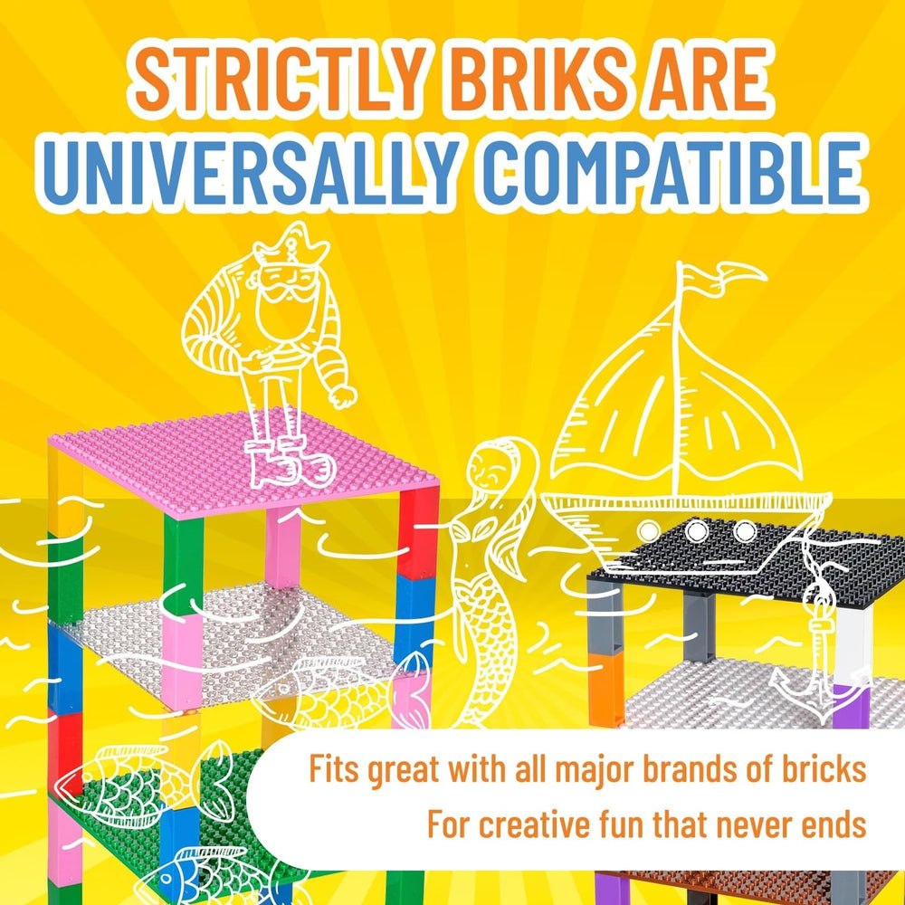 Strictly Briks LEGO-compatible baseplates fit seamlessly with LEGO bricks.