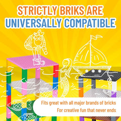 Strictly Briks LEGO-compatible baseplates fit seamlessly with LEGO bricks.