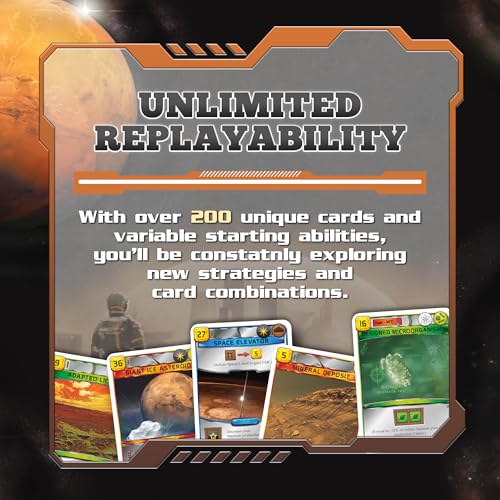 Stronghold Games Terraforming Mars project cards fanned out for card driven engine