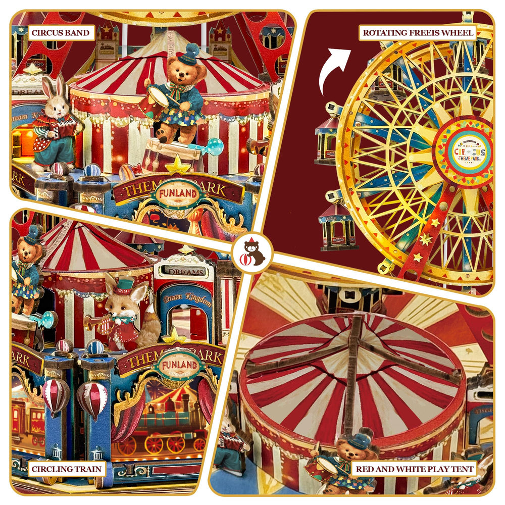 STRUCWOOD Circus Train rotation adds kinetic whimsy to the scene.