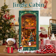 Strucwood Jingle Cabin wood pieces highlighting craftsmanship for a festive display