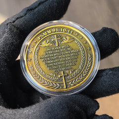 Strugglejewelry Archangel Michael coin inscription side featuring Psalm 91:10-11