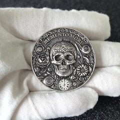Reverse shows hourglass and Ouroboros, symbolizing cycles of life.