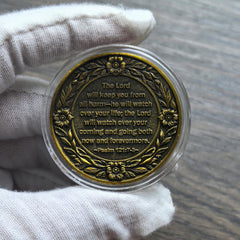Strugglejewelry pastoral scene coin highlighting faith and calm