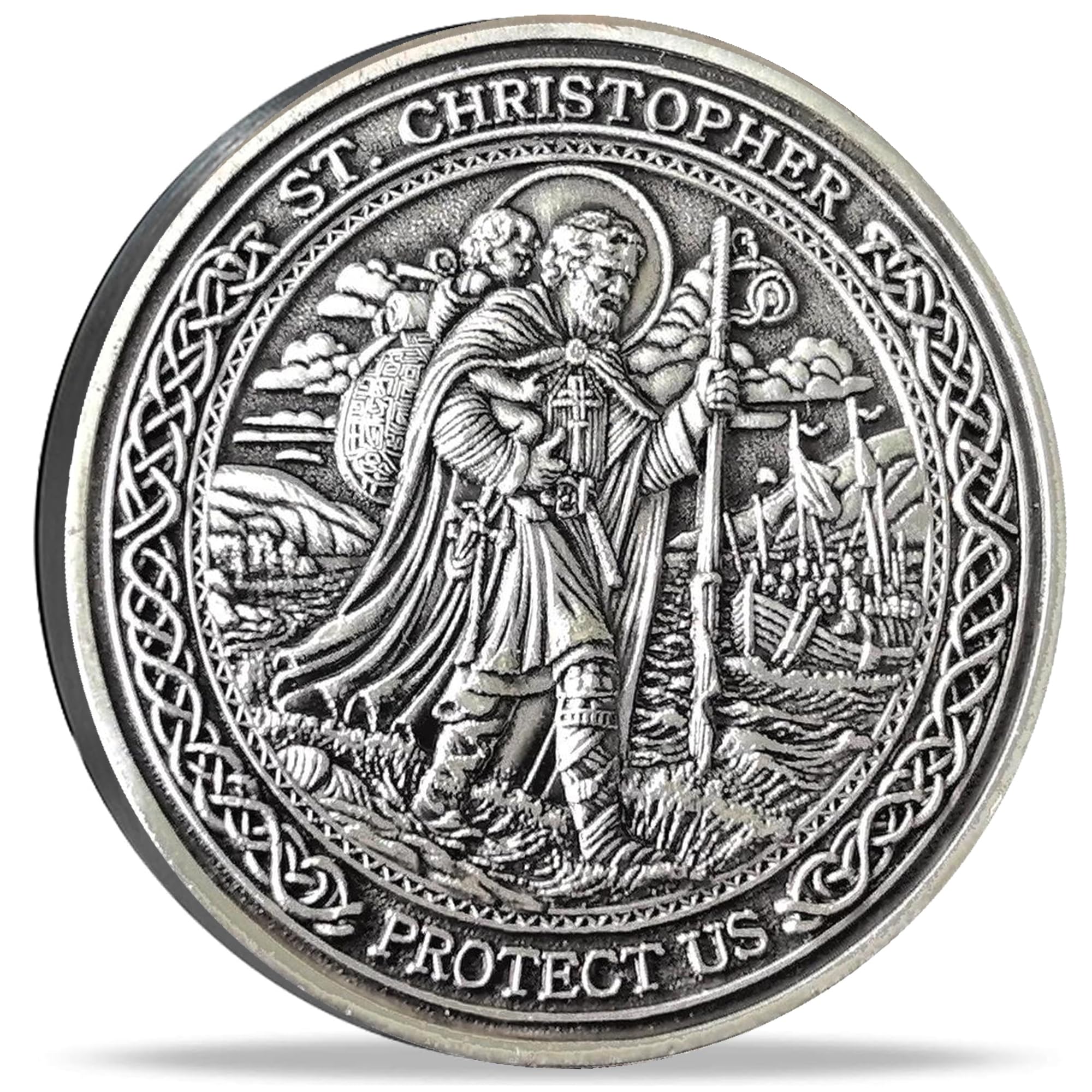 Strugglejewelry Saint Christopher Guardian Medallion with protective symbolism for safe travels.