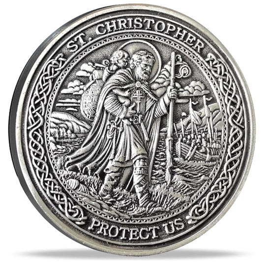 Strugglejewelry Saint Christopher Guardian Medallion with protective symbolism for safe travels.