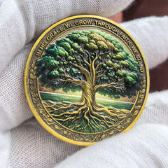 Strugglejewelry Tree of Faith coin case keeps the token protected and ready.