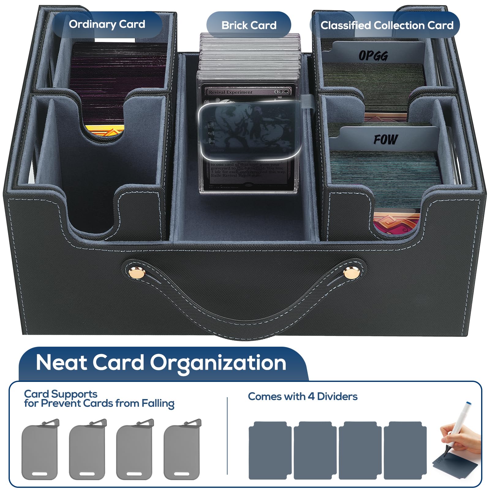 Holds 900+ single-sleeved cards for large collections.