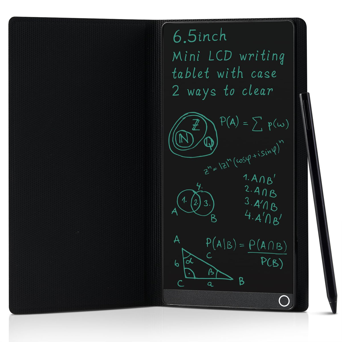 STTSWT LCD writing tablet in leather case for on-the-go notes.