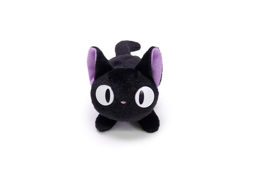 Studio Ghibli Jiji plush at front view showing soft fluffy texture for cuddling