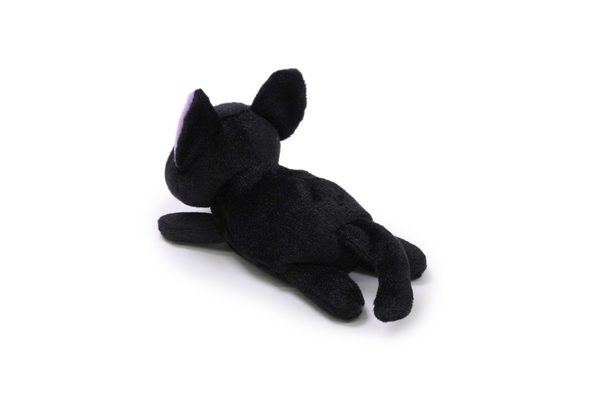 Jiji plush displayed on a shelf with other figures for a Studio Ghibli setup