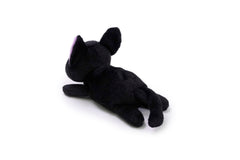 Jiji plush displayed on a shelf with other figures for a Studio Ghibli setup