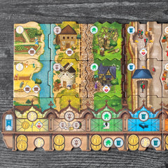 STUDIO H fiefdom map and resource tokens supporting economy planning.