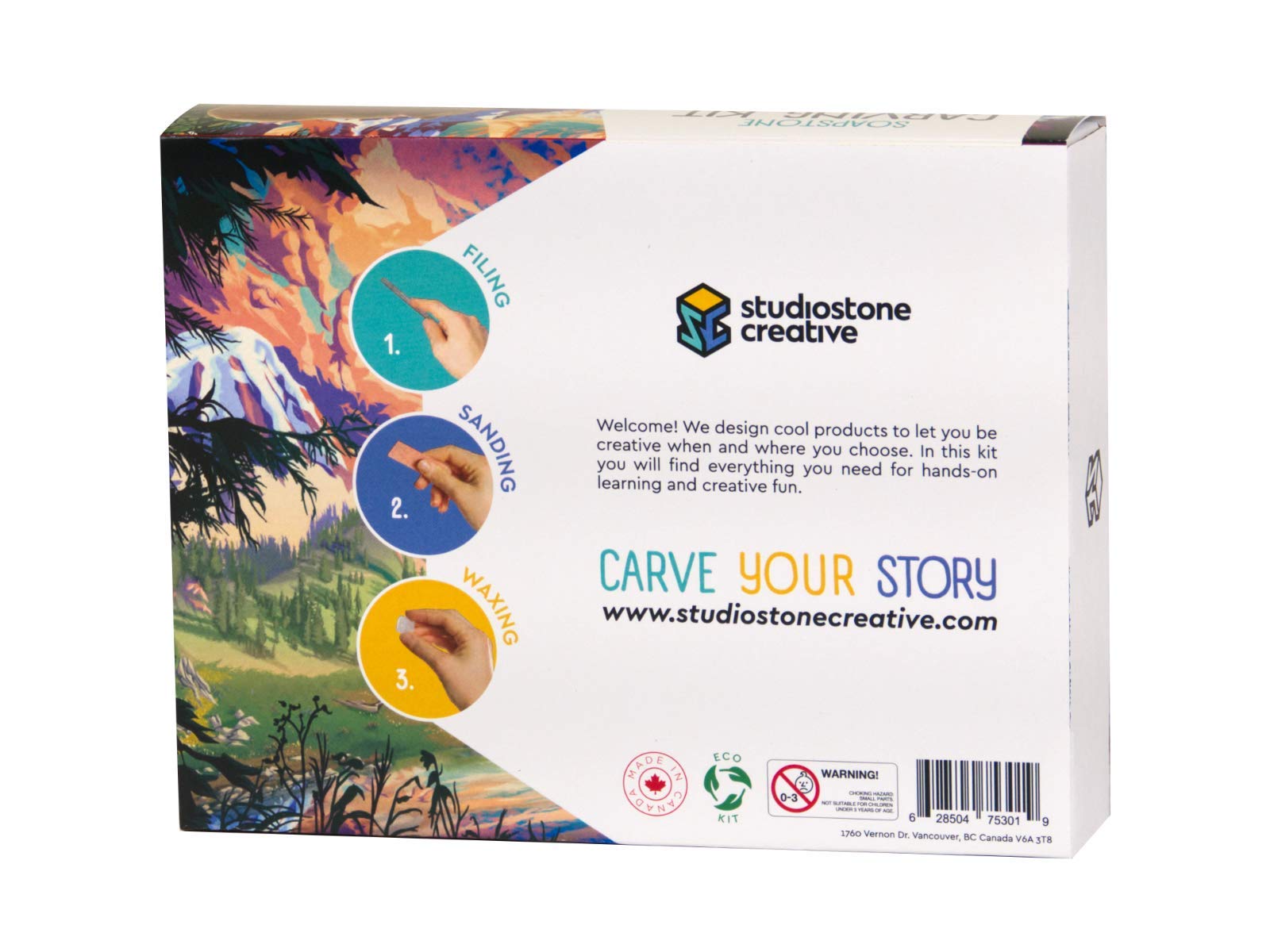 STUDIOSTONE CREATIVE Brazilian soapstone block with natural color variation.