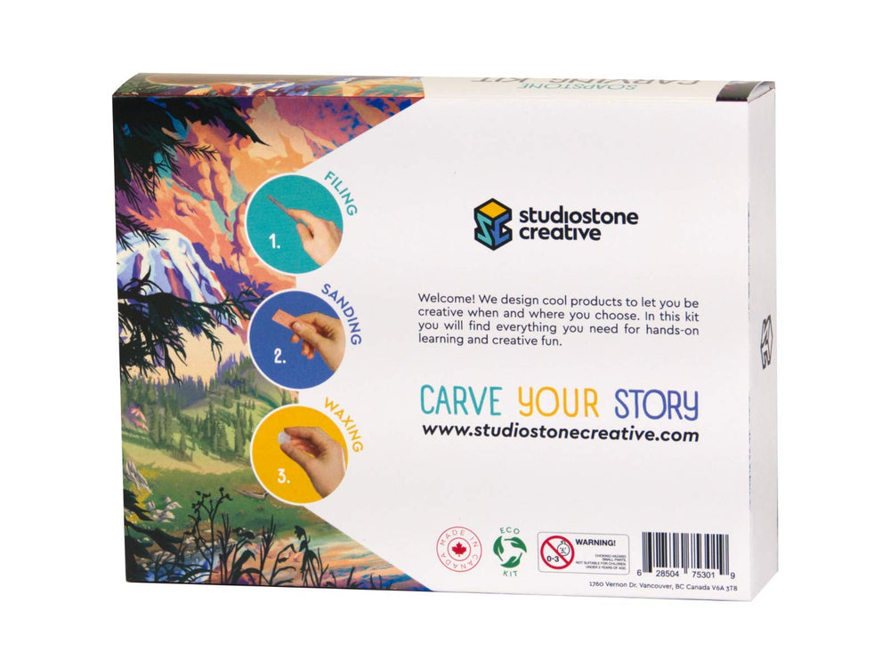 STUDIOSTONE CREATIVE Brazilian soapstone block with natural color variation.