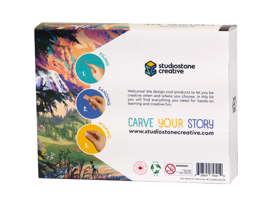STUDIOSTONE CREATIVE Brazilian soapstone block with natural color variation.