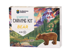 STUDIOSTONE CREATIVE soapstone bear sculpture kit for beginners and adults.