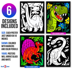 Stuff2Color dinosaurs stegosaurus poster with white spaces for markers and glitter pens