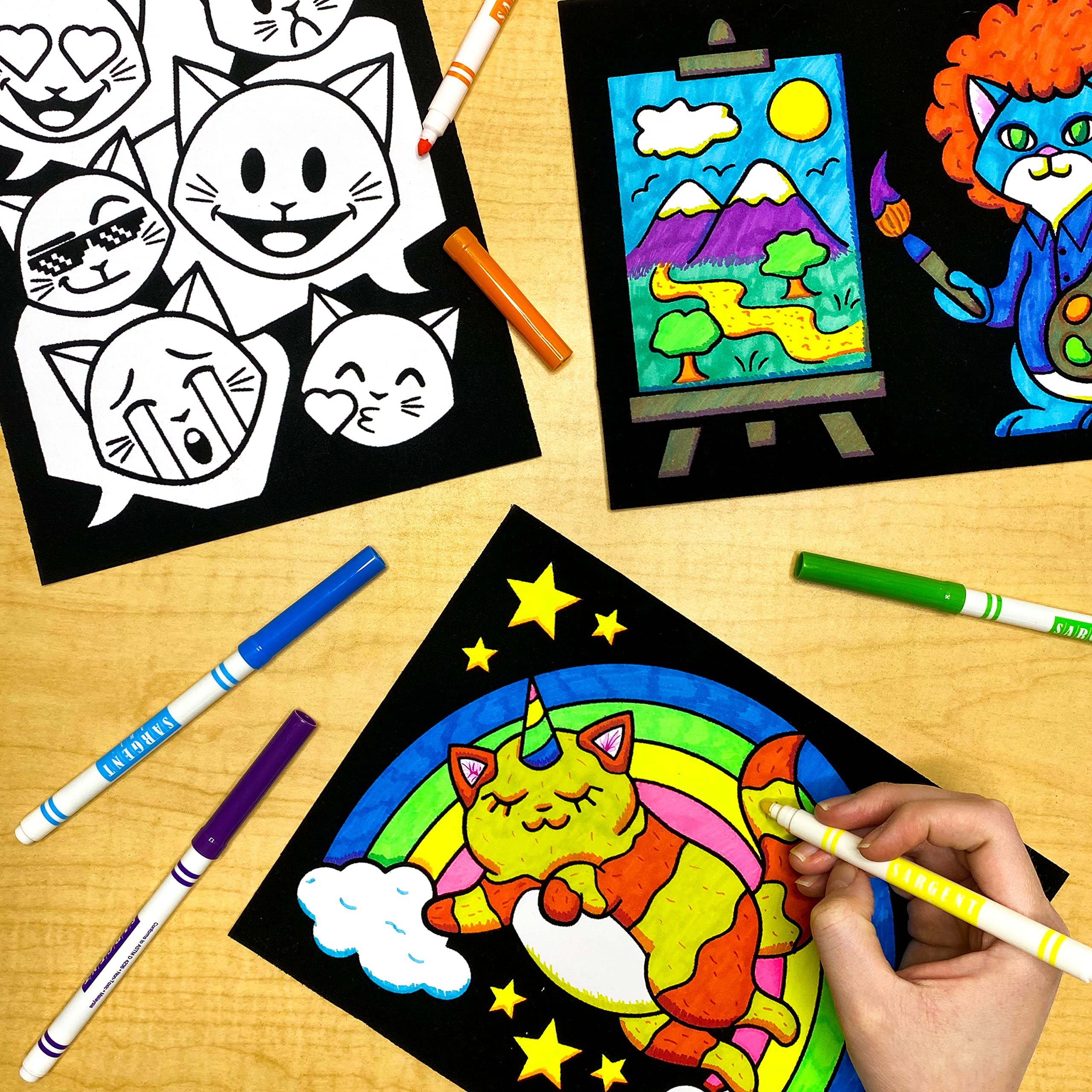 Stuff2Color Silly Kitties poster 03 ideal for kids and adults coloring nights